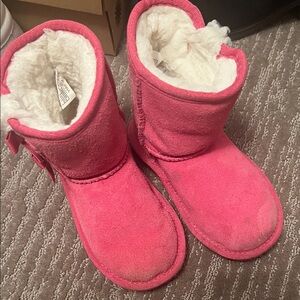 Koolaburra Pink Suede Boots with Fur Trim
